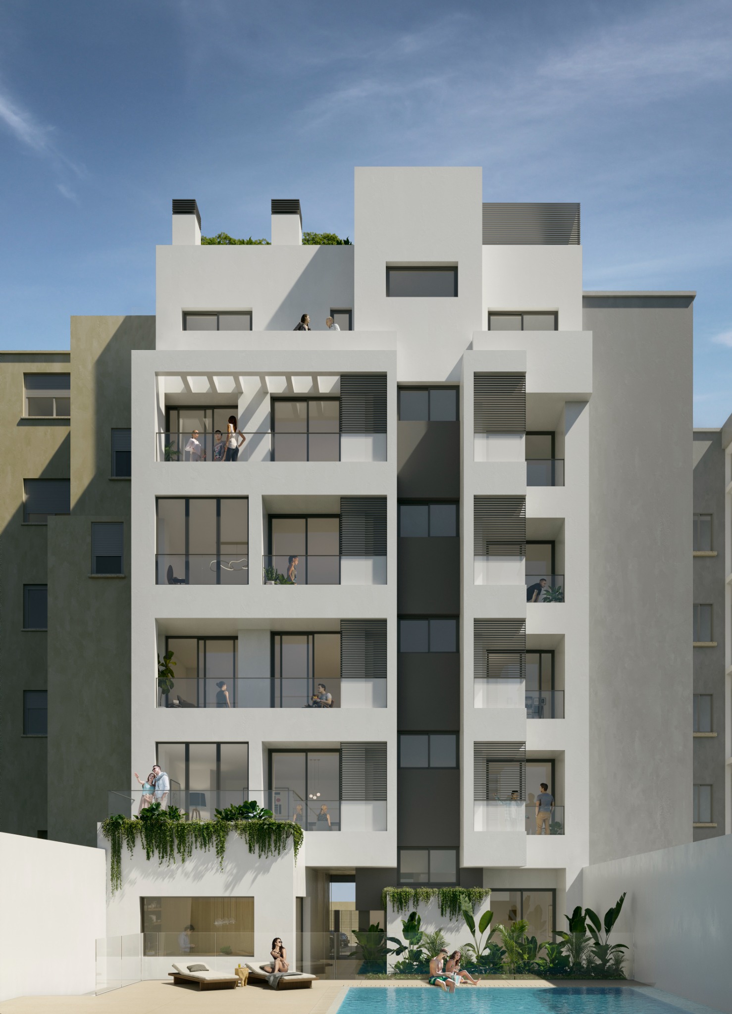 ADF10 rear façade and swimming pool